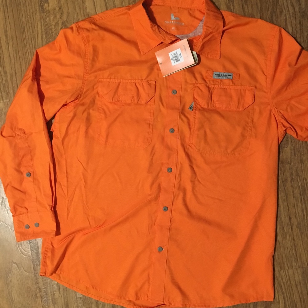 Field and Stream Russet Orange Latitude Shirt- Lg